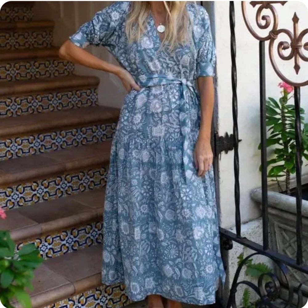 Marea By Liz Joy Grace Midi Dress in Cala Azul Size S NWOT